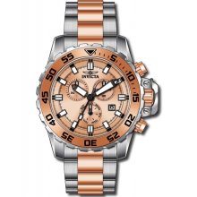 Invicta Pro Diver Chronograph Rose Dial Two-tone Mens Watch 13627