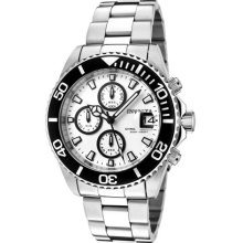 Invicta Pro Diver Men's Quartz Watch With White Dial Chronograph Display And Silver Stainless Steel Bracelet 1007
