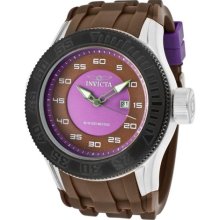Invicta Watches Men's Pro Diver Purple/Brown Dial Brown Polyurethane