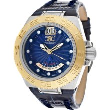 Invicta Watches Men's Subaqua Blue Dial Black Genuine Leather Blue Ge