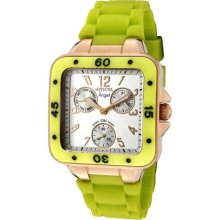 Invicta Womens Angel Silver Dial Neon Green Rubber Rose Invicta-1299