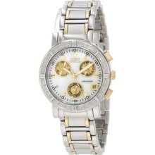 Invicta Womens Wildflower Collection Chronograph Mop Dial Diamond Two Tone Watch