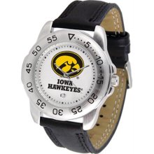 Iowa Hawkeyes Mens Leather Sports Watch