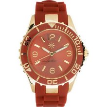 Isaac Mizrahi Live! Boyfriend Silicone Strap Watch - Clay - One Size