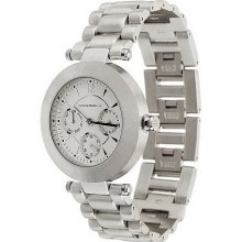 Isaac Mizrahi Live! Brushed Metal Bracelet Watch w/ Chronograph - Silvertone - One Size