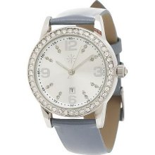Isaac Mizrahi Live! Watch with Pearlized Leather Strap - Silver - One Size