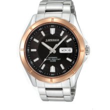 J Springs Mens Automatic Stainless Watch - Silver Bracelet - Black Dial - JSPBEB039