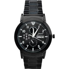 J-three Japanese-quartz Movement Round Case Fasion Watch (40203 Black)