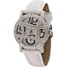 JBW Just Bling Iced Out Ladies JB-6214L-E Stainless Steel Designer Dial Leather Diamond Watch