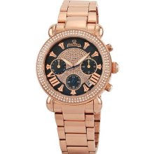 JBW Women's Victory Watch in Rose Gold with Black Dial