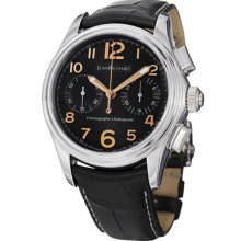 Jean Richard Watches Men's Bressel Chronograph Black Dial Black Genuin