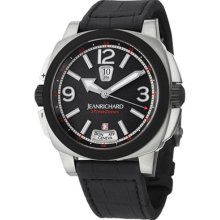 Jean Richard Watches Men's GMT Black Dial Black Genuine Alligator Blac