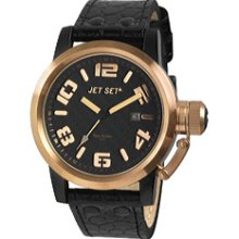 Jet Set Mens San Remo Stainless Watch - Black Leather Strap - Black Dial - JETJ2558R-237