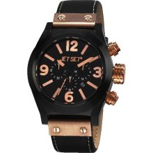 Jet Set San Remo Men's Watch with Black Case and Rose Gold Crown