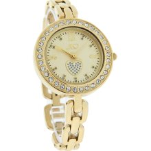 Jlo Ladies Crystal Champagne Dial Gold Tone Bracelet Quartz Watch J2/1024CHCB