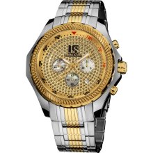 Joshua & Sons Men's Large Dial Quartz Chronograph Bracelet Watch (Two-tone gold and silver)
