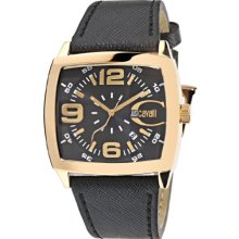 Just Cavalli Men's Watch R7251325125 In Collection Screen, 3 H And S, Black Dial And Strap