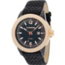 K&BROS Men's 9446-3 Steel Round Sport Rose-gold Plated Black PVD