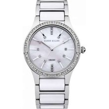 Karen Millen Ladies Swarovski Silver Ceramic Analogue Watch Km122sm Rrp Â£225