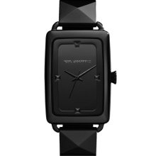 KARL LAGERFELD 'Kourbe' Rectangular Bracelet Watch, 28mm x 41mm Black