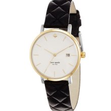kate spade new york 'metro grand' quilted strap watch Black/ Gold