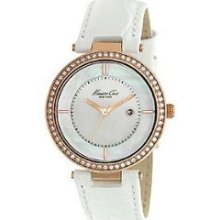 Kenneth Cole Ladies Stone Set White Leather Strap KC2676 Watch