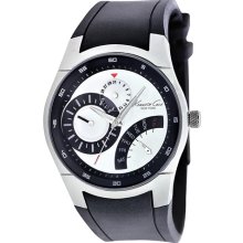 Kenneth Cole Mens Dress Sport Analog Stainless Watch - Black Rubber Strap - White Dial - KC1907