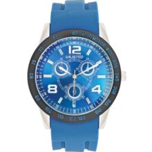 Kenneth Cole Mens Unlisted Chronograph Stainless Watch - Blue Rubber Strap - Blue Dial - UL1221