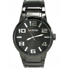 Kenneth Cole Mens Unlisted Oversized Analog Stainless Watch - Gunmetal Bracelet - Black Dial - UL1234