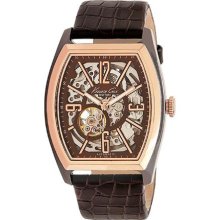 Kenneth Cole New York Watch, Mens Automatic Brown Croc Embossed Leathe