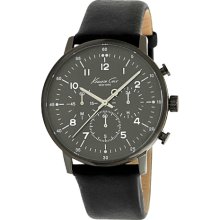 Kenneth Cole New York Chronograph Watch With Black Leather Strap
