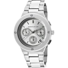 Kenneth Jay Lane Watches Women's Chronograph Silver Sunray Dial Stainl