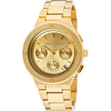 Kenneth Jay Lane Watches Women's Chronograph Gold Sunray Dial Goldtone