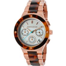 Kenneth Jay Lane Watches Women's Chronograph White MOP Dial Rose Goldt