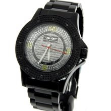 King Master Black Ionic Black-Silver Dial Men's Diamond Watch KM-50