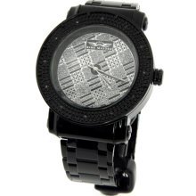 King Master Black Ionic Black-Silver Dial Diamond Men's Watch KM-55