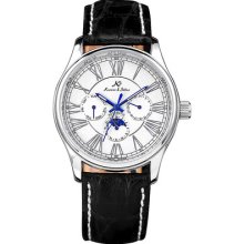 Ks Automatic Mechanical White Dial 6 Hands Date Day Leather Sport Watch Gbh