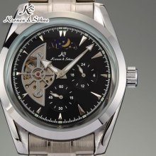 Ks Automatic Tourbillon Mechanical Stainless Steel Sport Men Watch Sun Moonphase