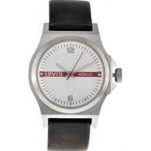L007GICWRB Levis Ladies Silver Dial Black Leather Strap Watch