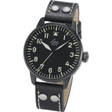 Laco 1925 Pilot Men's Automatic Watch With Black Dial Analogue Display And Black Leather Strap 861759