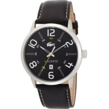 Lacoste 2010499 Men's Barcelona Leather Strap Black Dial Stainless Steel Watch