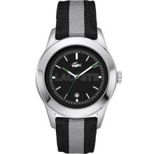 Lacoste 2010613 Advantage Black And Gray Grosgrain Fabric Mens Watch