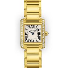 Ladies 18K Yellow Gold Beadset Bezel Cartier Tank Francaise (804)