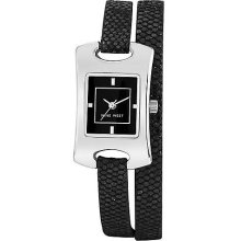 Ladies' Black Rectangular Glitter Wrap Watch