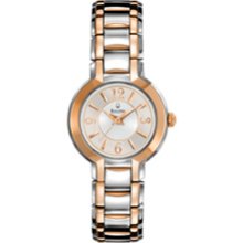 Ladies' Bulova Fairlawn Two-Tone Stainless Steel Watch with Silver-White Dial (Model: 98L153) bulova