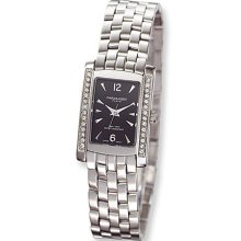 Ladies Charles Hubert Solid Stainless Steel Black Dial Watch No. 6666-B/M
