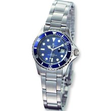 Ladies Charles Hubert Stainless Steel Band Blue Dial Diver Watch