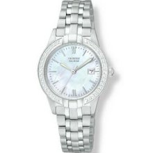 Ladies Citizen Eco Drive Stainless Steel Watch W/ Mother Of Pearl Dial