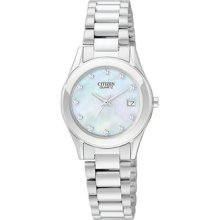 Ladies Citizen Quartz Stainless Steel Mother of Pearl Dial Crystal Watch