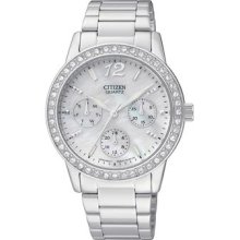 Ladies Citizen Quartz Stainless Steel Oversized Crystal Chronograph Watch